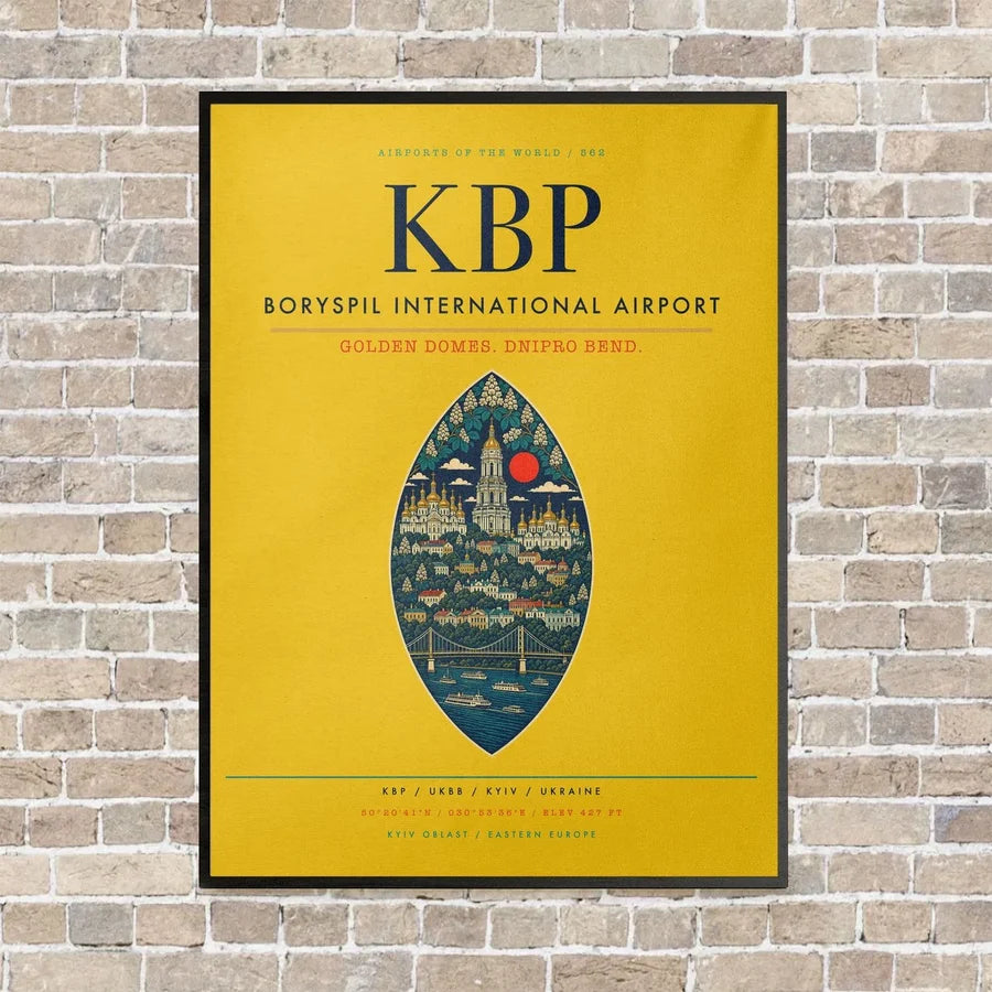 Boryspil International Airport KBP - Canvas Framed - Yellow