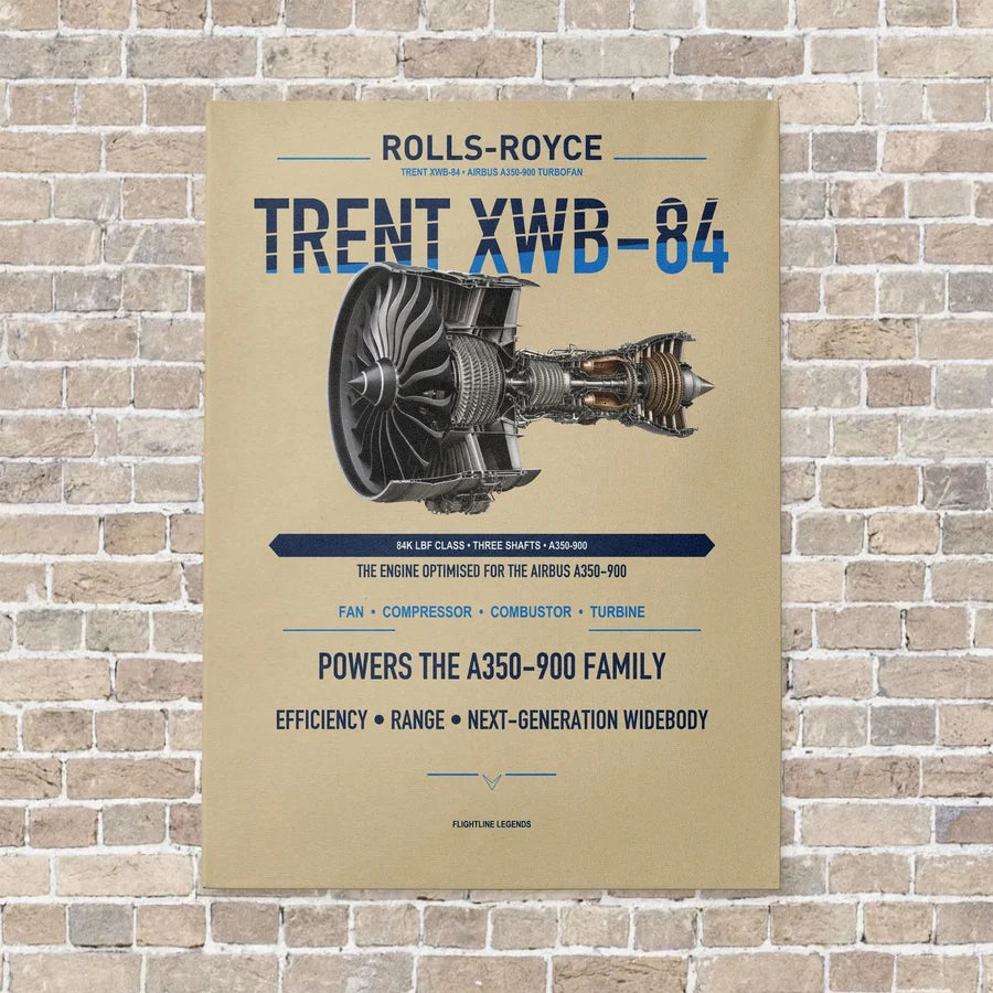 TRENT XWB-84 vertical canvas print - no frame - beige background