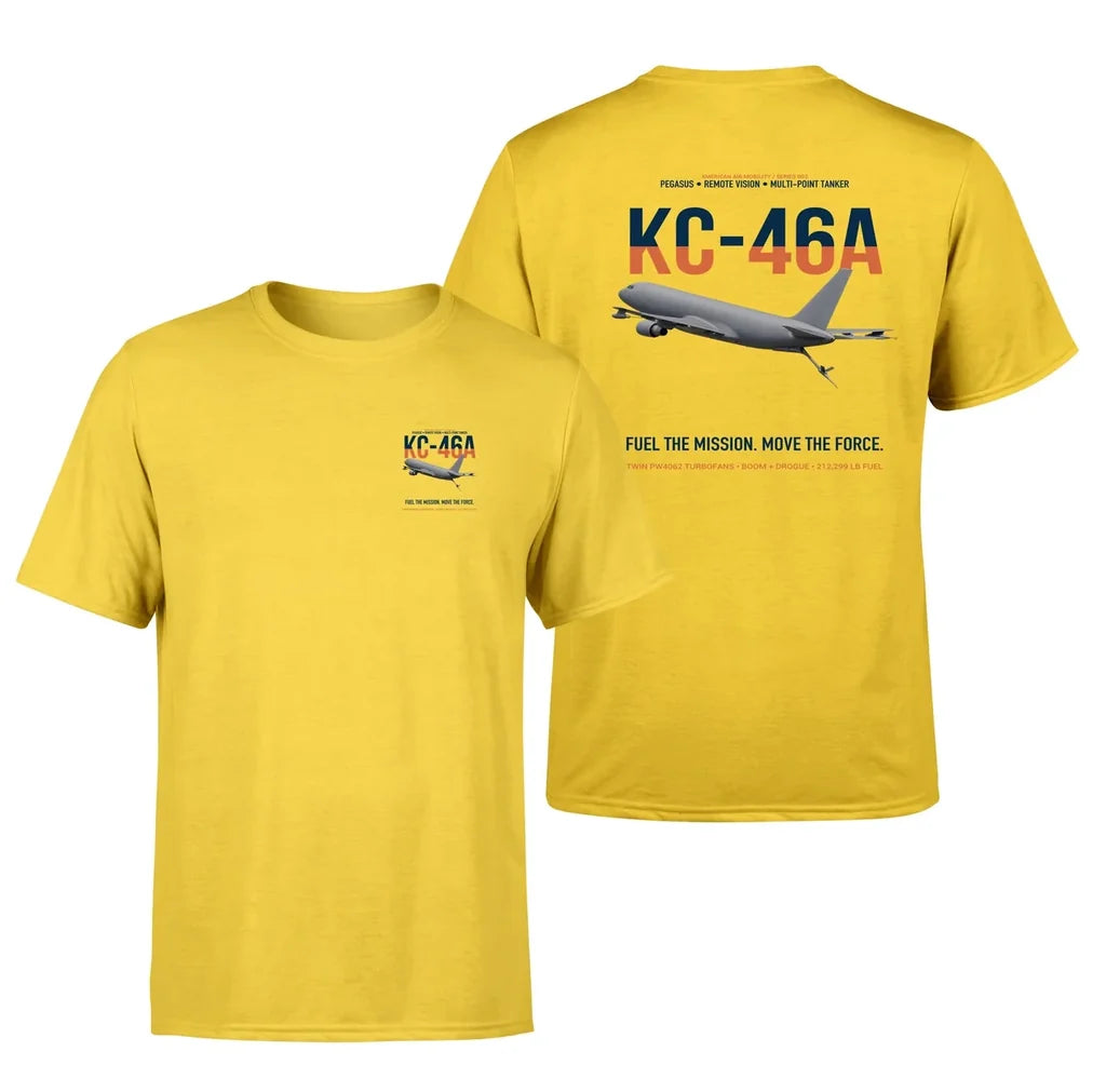 KC-46A PEGASUS design on yellow double-side t-shirt, double-side print