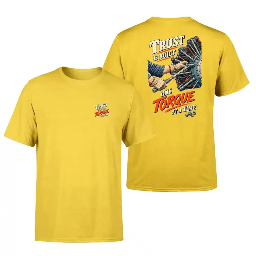 SIGNAL 590 - Trust Is Built One Torque At A Time - Double-Side T-Shirt design on yellow double side t shirt