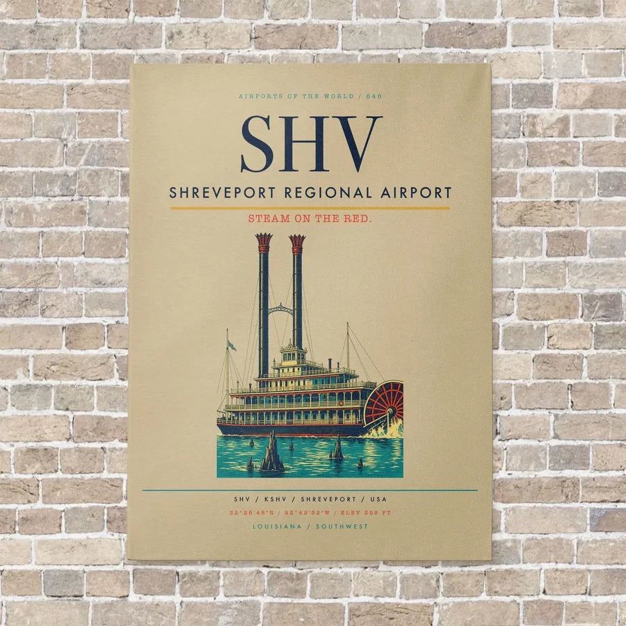 Shreveport Regional Airport SHV vertical canvas print - no frame - beige background
