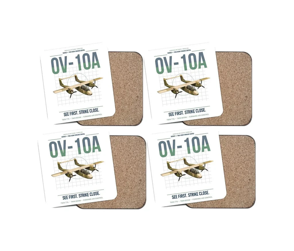 OV-10A Bronco design on white 4 pieces set coaster