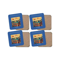 Thumbnail for The Rooftop Windsock - Designed Coasters design on blue 4-pieces-set