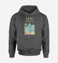 Thumbnail for Lugano Airport (LUG) design on dark gray hoodie single-side print