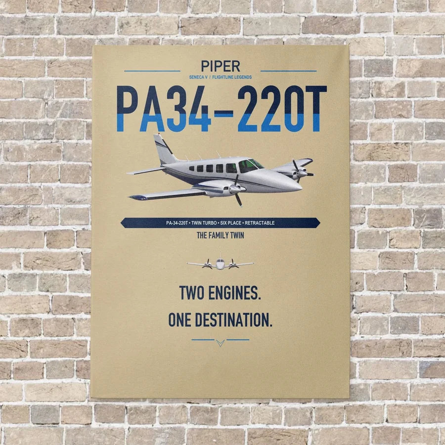 Piper PA-34-220T Seneca V vertical canvas print - no frame - beige background