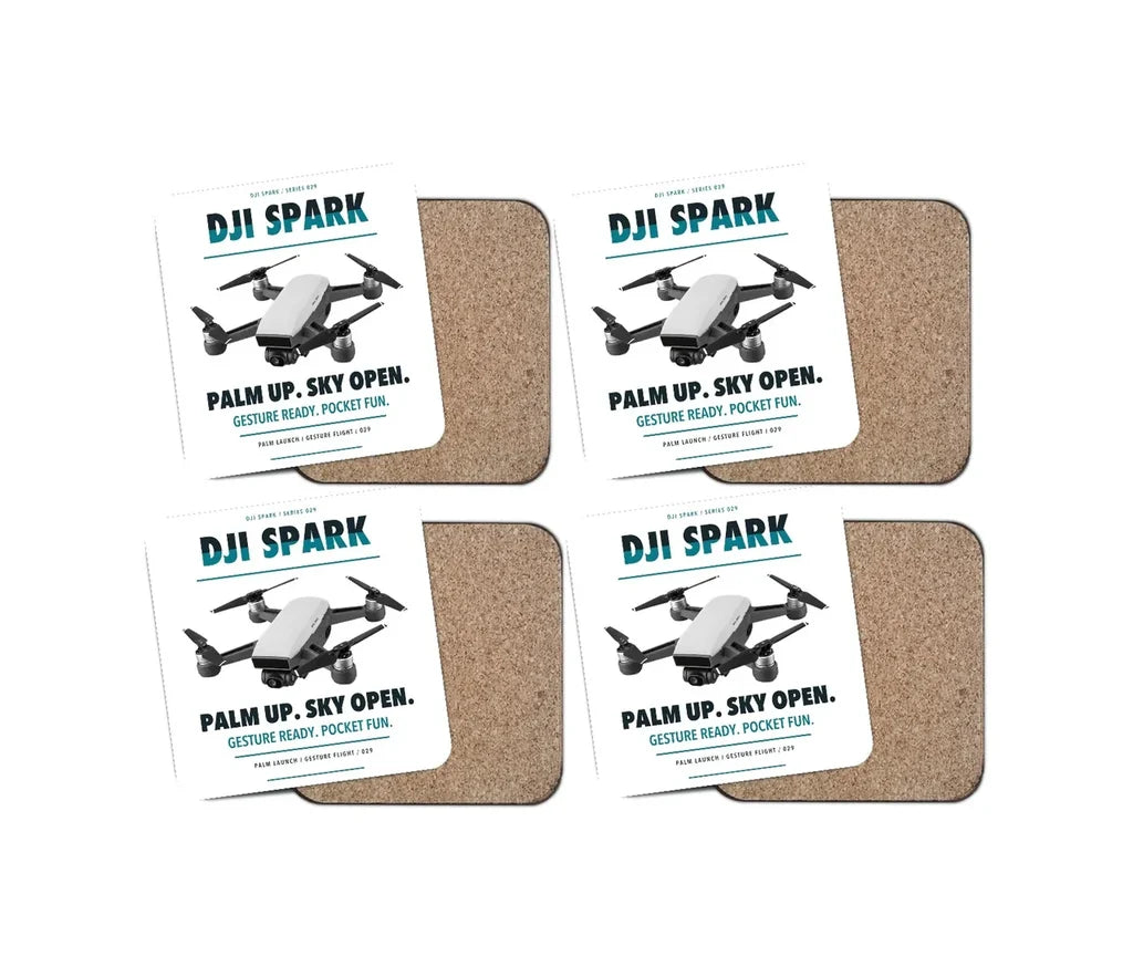 DJI Spark design on white 4 pieces set coaster