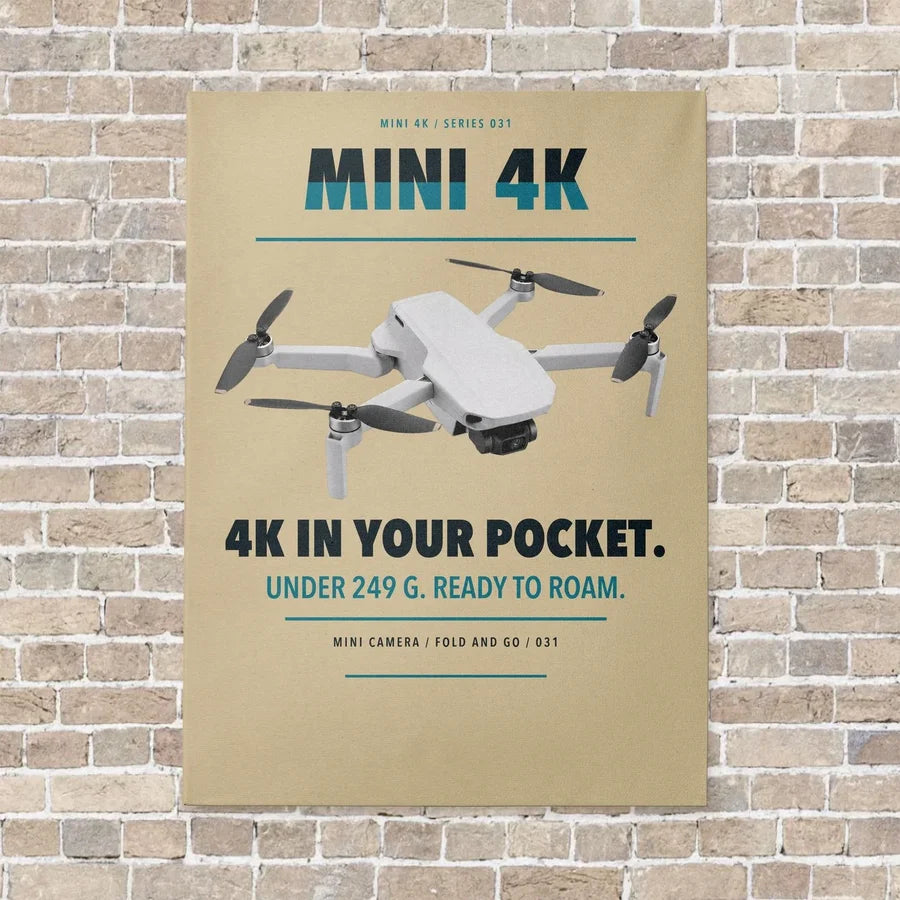 DJI Mini 4K vertical canvas print - no frame - beige background