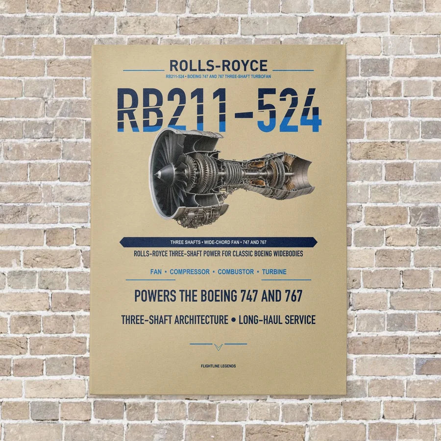 RB211-524 vertical canvas print - no frame - beige background
