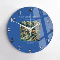 Thumbnail for VINTAGE G4043 - The Gold Rush Wings - Designed Wall Clocks design on blue no-frame