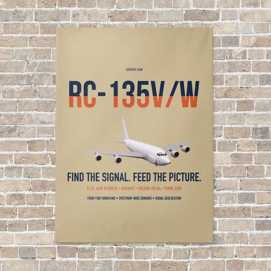 RC-135V W Rivet Joint vertical canvas print - no frame - beige background