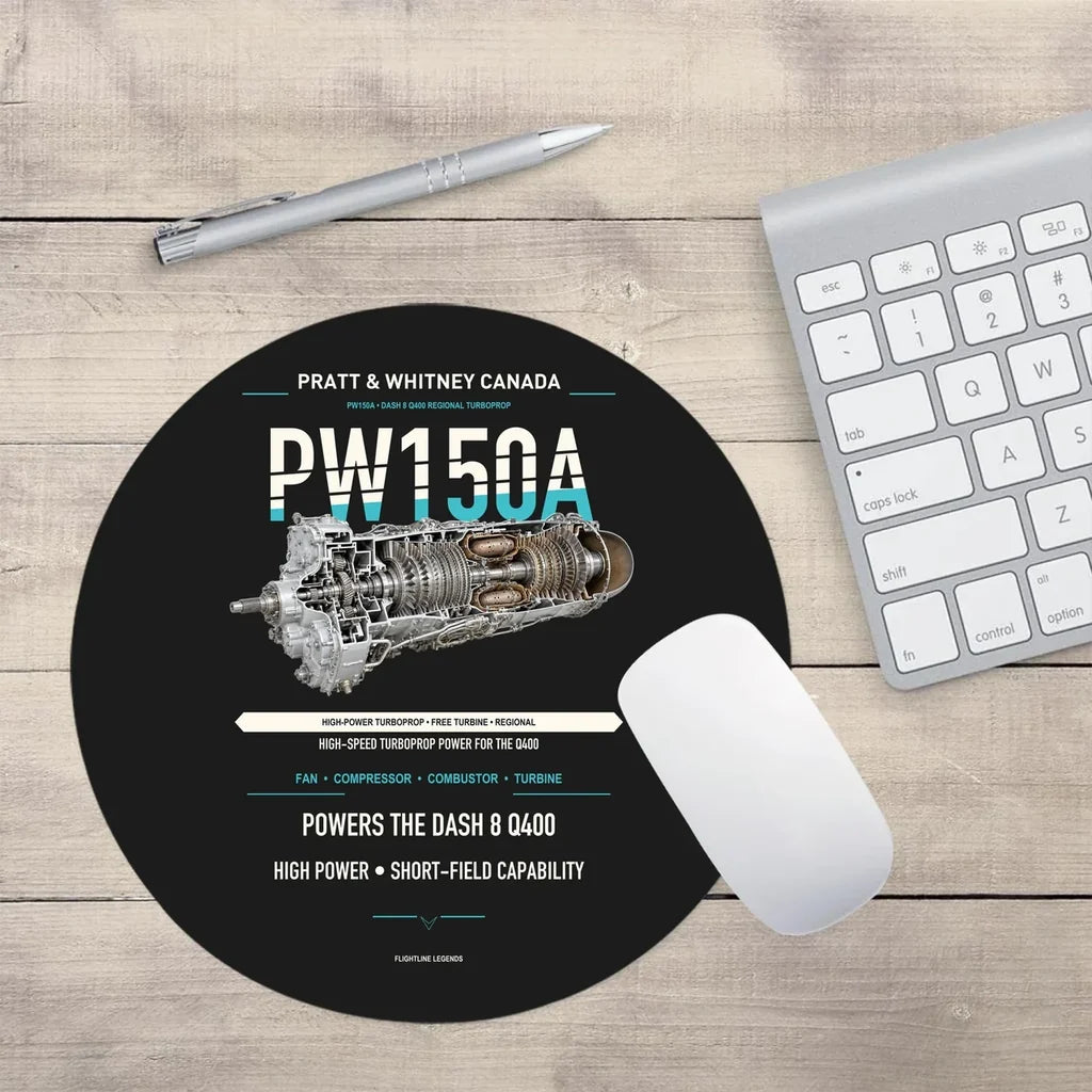 PW150A design on black round mouse pad