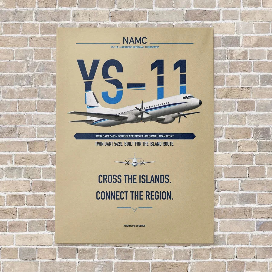 NAMC YS-11A vertical canvas print - no frame - beige background