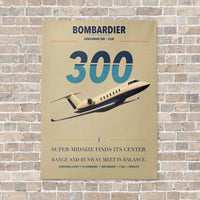 Thumbnail for Bombardier Challenger 300 vertical canvas print - no frame - beige background