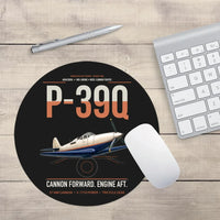 Thumbnail for P-39Q Airacobra design on black round mouse pad
