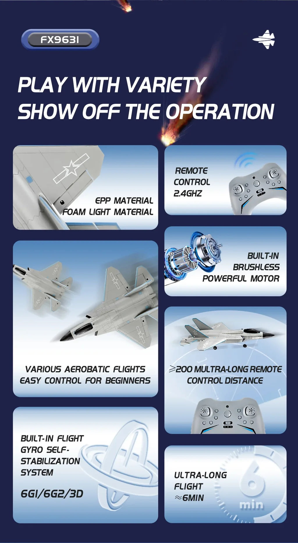 Thelink FX9631 RC Plane 2.4G 4Channels Airplane J-35 Remote Control - view 19