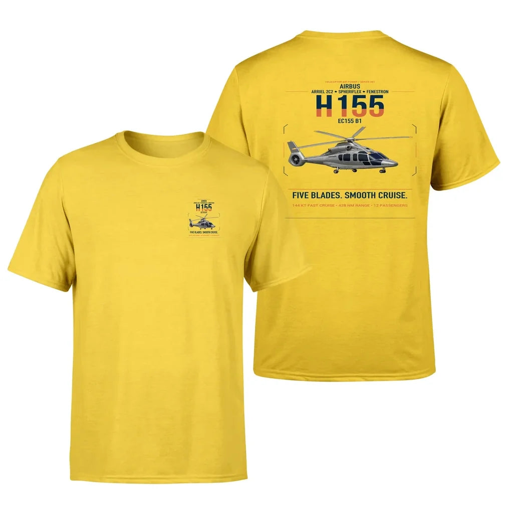 Airbus H155 EC155 B1 design on yellow t-shirt, double-side print