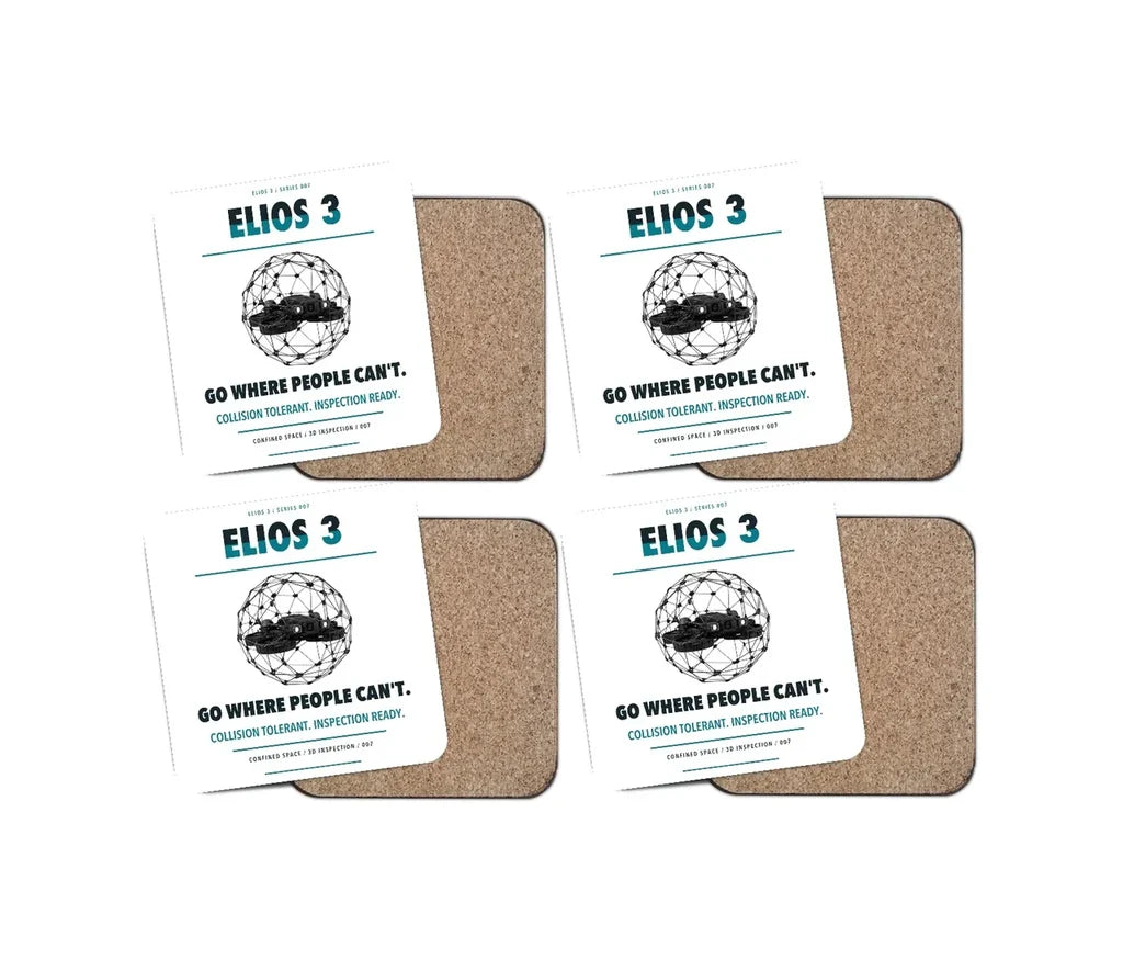 Flyability Elios 3 design on white 4 pieces set coaster