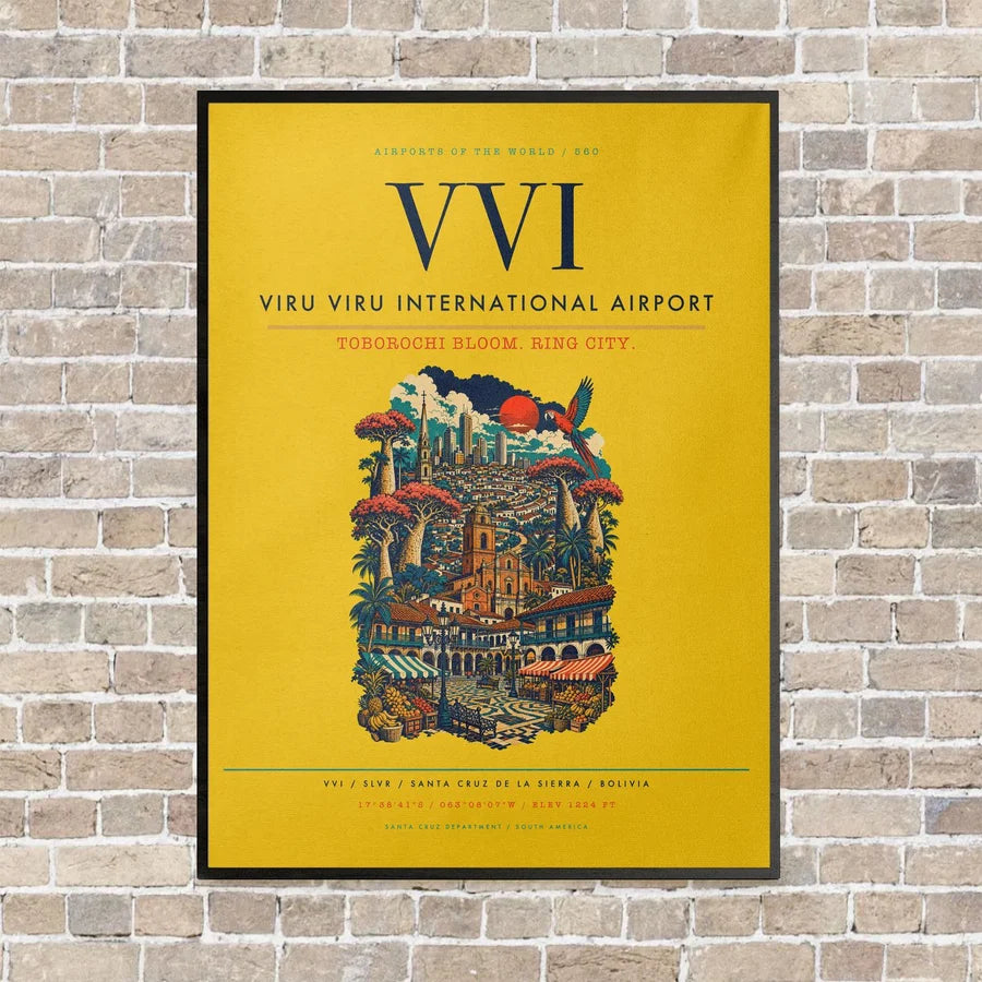 Viru Viru International Airport VVI - Canvas Framed - Yellow