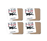 Thumbnail for P-61B Black Widow design on white 4 pieces set coaster