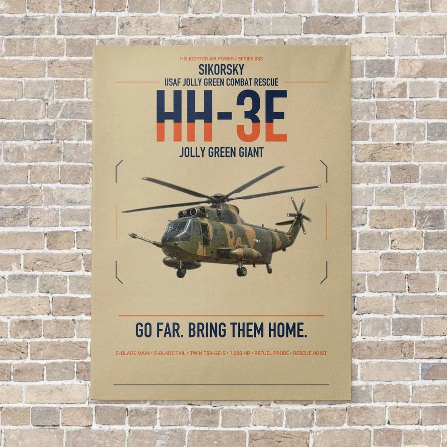 Sikorsky HH-3E Jolly Green Giant vertical canvas print - no frame - beige background