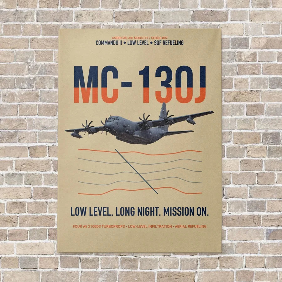 MC-130J COMMANDO II vertical canvas print - no frame - beige background