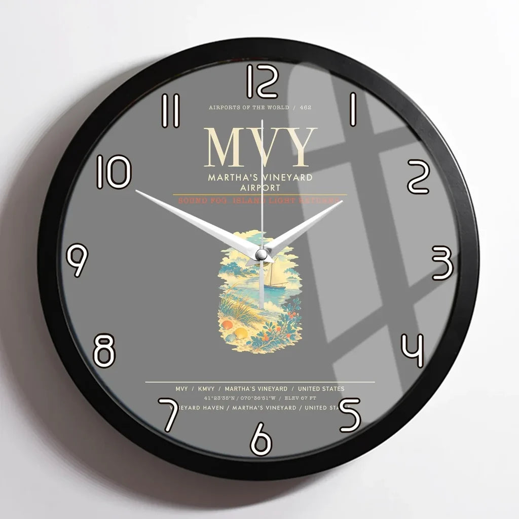 Martha's Vineyard Airport MVY Wall-Clock Framed - Gray