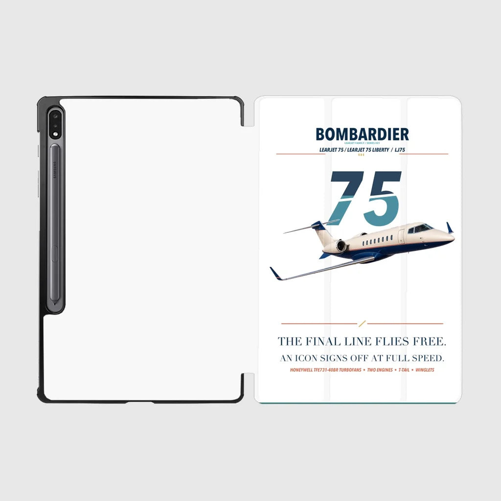 Bombardier Learjet 75 Liberty design on white samsung tablet tablet case
