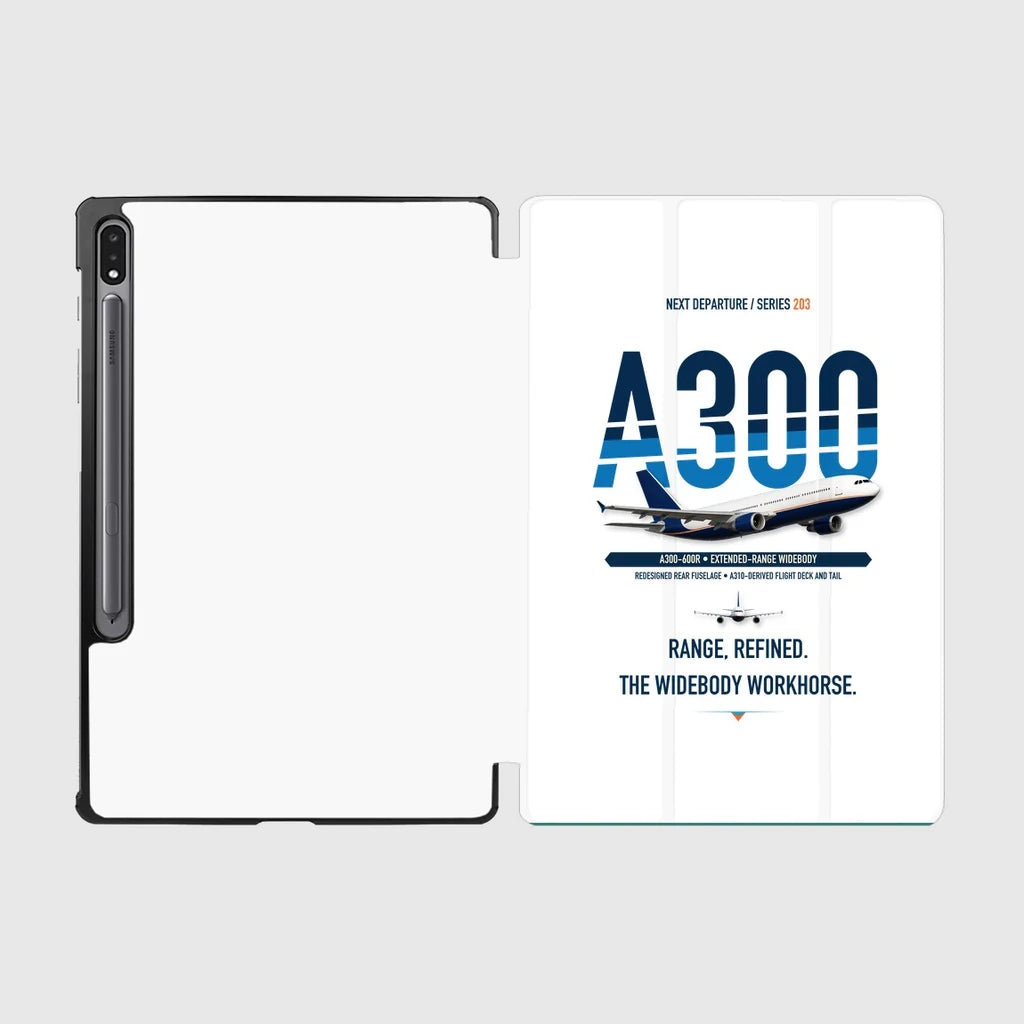 Airbus A300-600R design on white samsung tablet tablet case