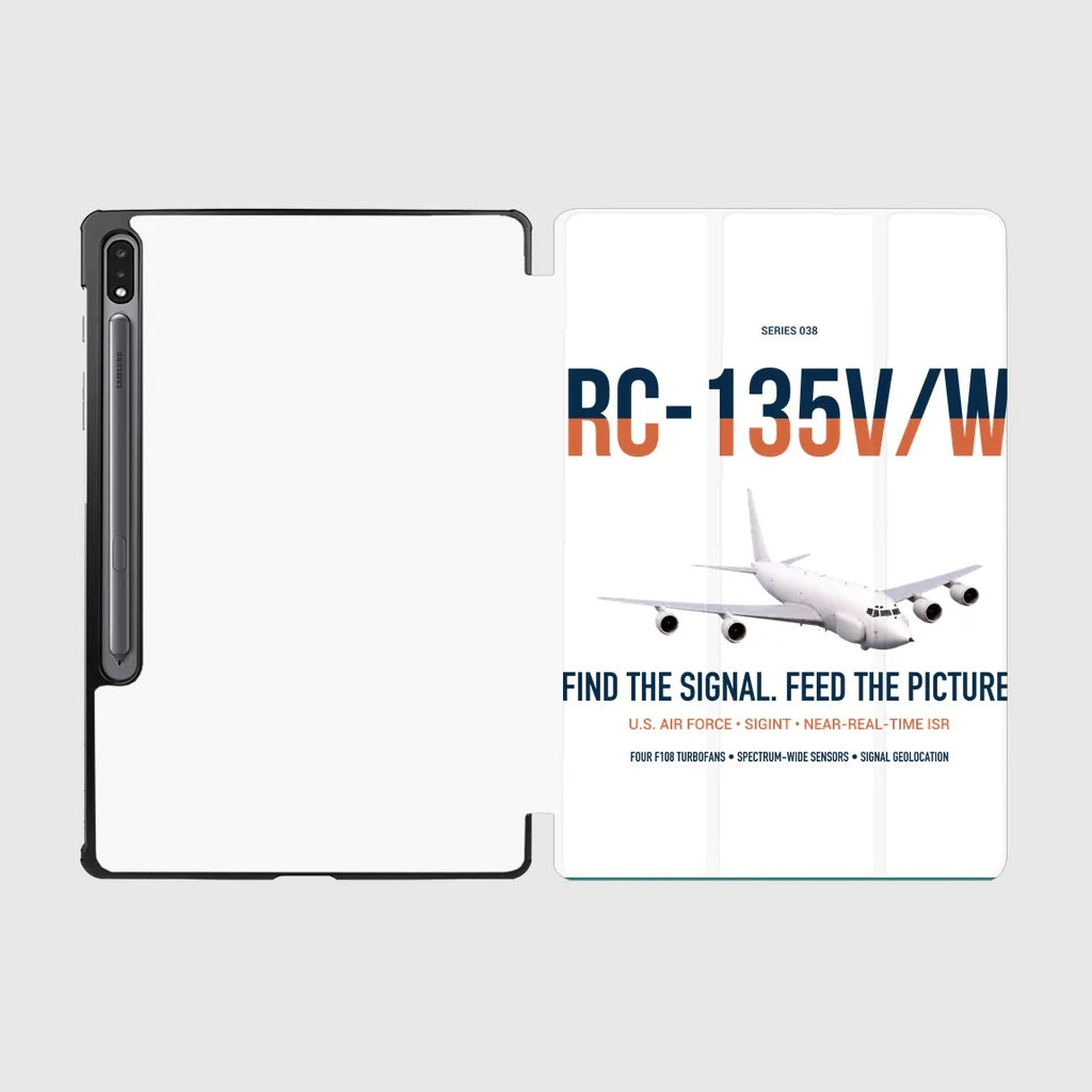RC-135V W Rivet Joint design on white samsung tablet tablet case
