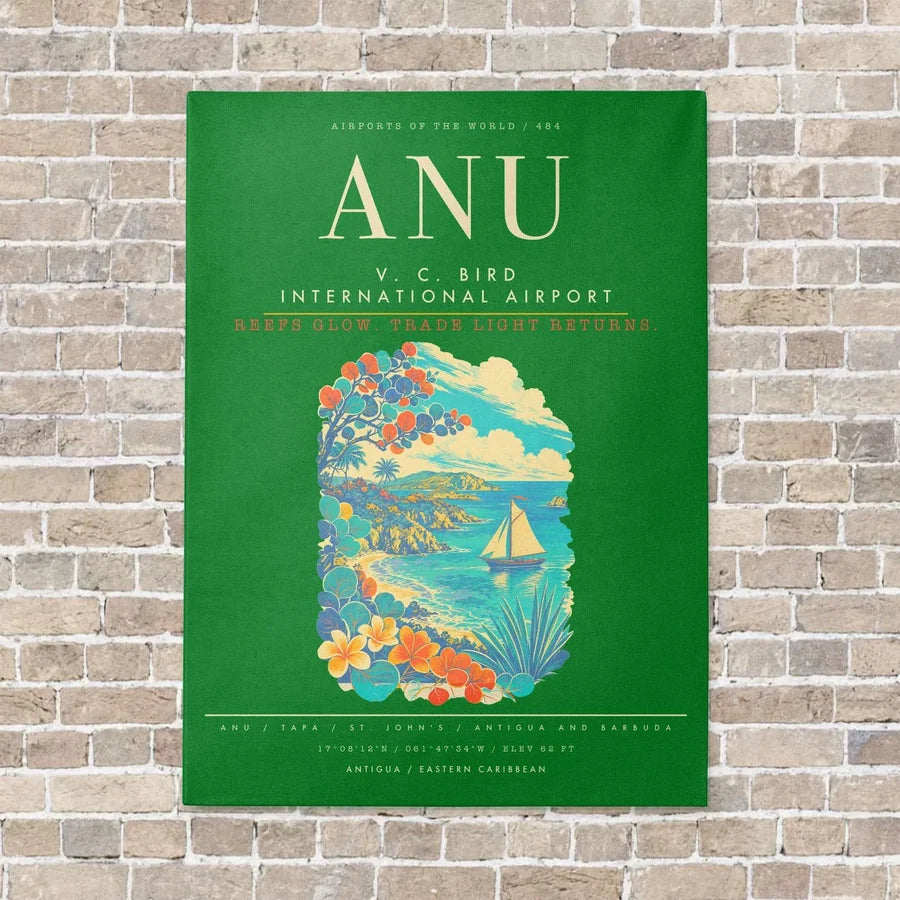 V. C. Bird International Airport ANU - Canvas Framed - Green