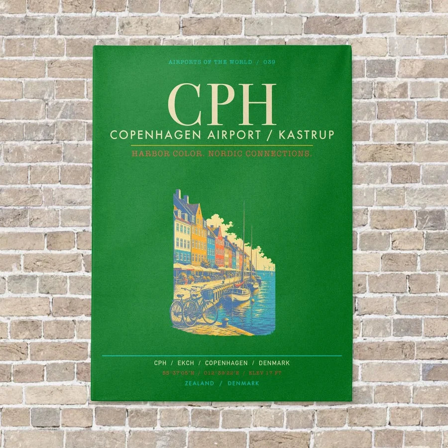 Copenhagen Airport Kastrup CPH - Canvas Framed - Green
