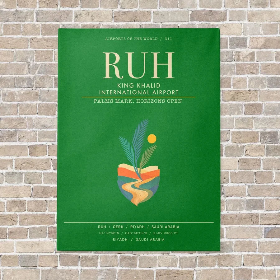 King Khalid International Airport RUH - Canvas Framed - Green