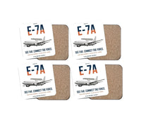 Thumbnail for E-7A Wedgetail design on white 4 pieces set coaster
