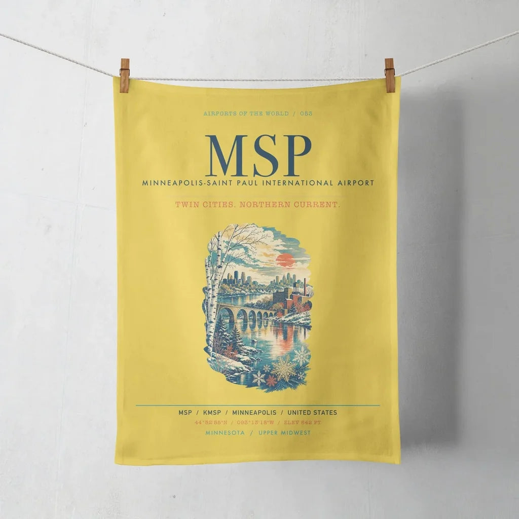Minneapolis-Saint Paul International Airport (MSP) design on yellow towel