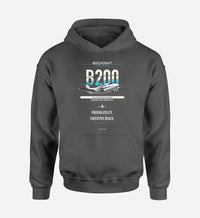 Thumbnail for King Air B200 design on dark gray hoodie single side