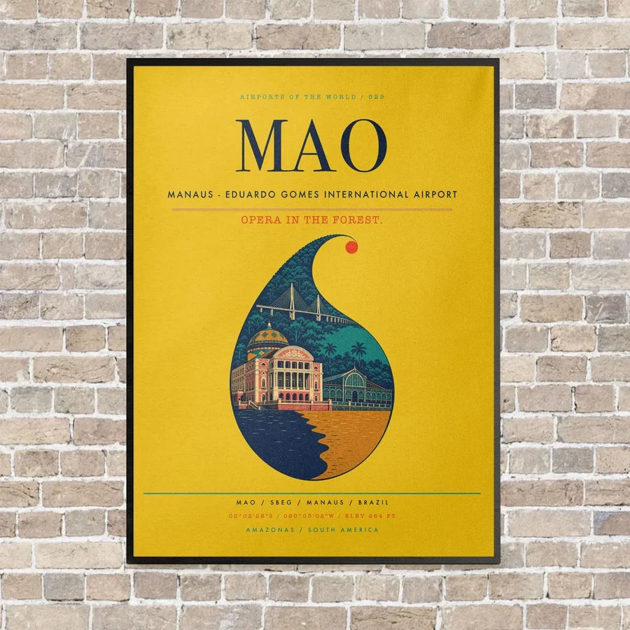 Manaus - Eduardo Gomes International Airport MAO - Canvas Framed - Yellow