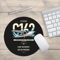 Thumbnail for Cessna 162 Skycatcher design on black round mouse pad