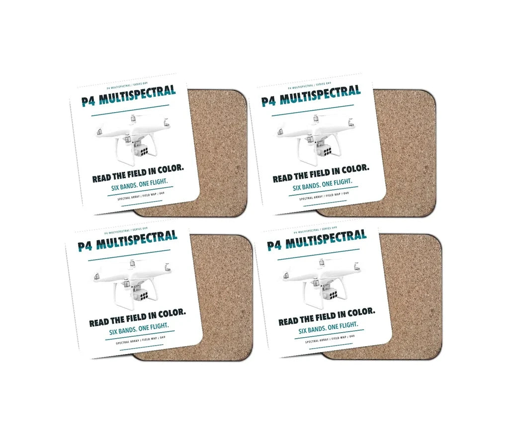 DJI P4 Multispectral design on white 4 pieces set coaster