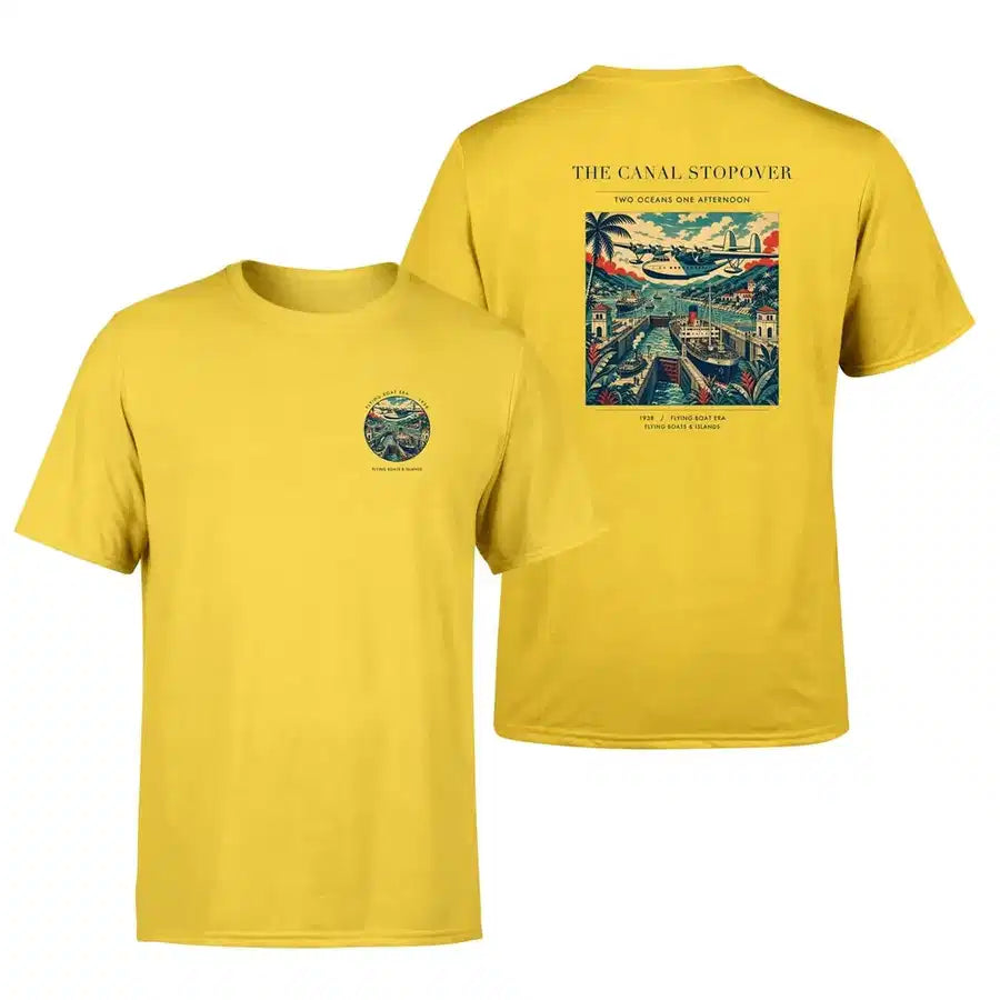 VINTAGE G4077 - The Canal Stopover - Double-Side T-Shirt design on yellow double side t shirt