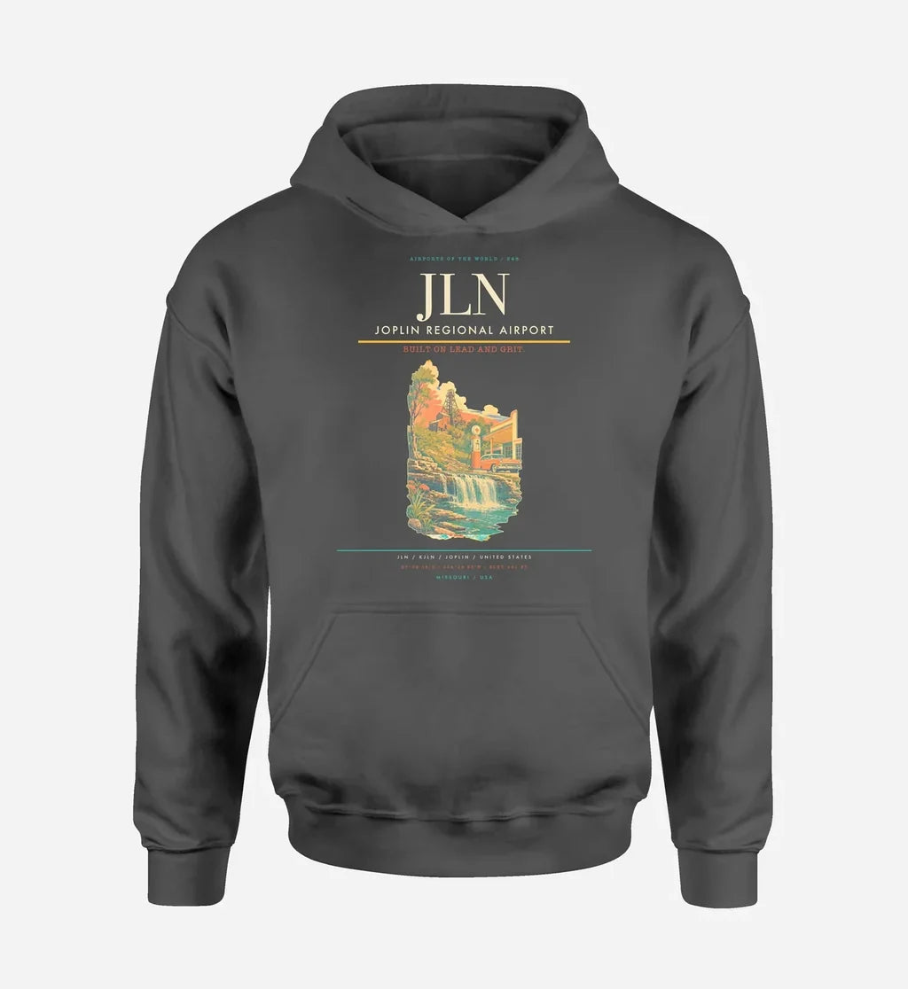 Joplin Regional Airport (JLN) design on dark gray hoodie single-side print