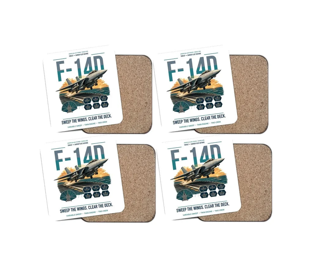 F-14D Tomcat design on white 4 pieces set coaster