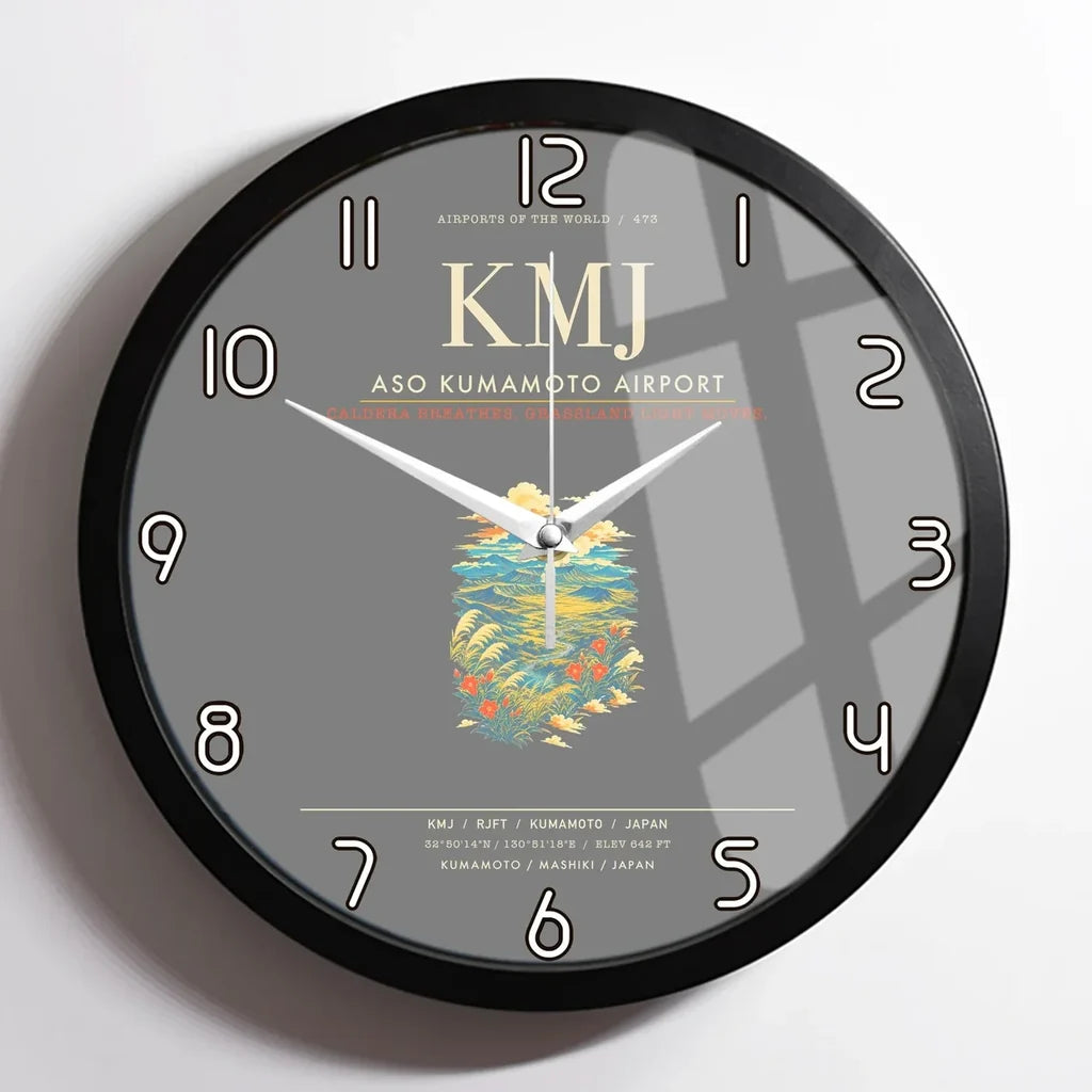 Aso Kumamoto Airport KMJ Wall-Clock Framed - Gray