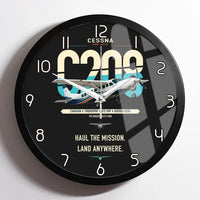 Thumbnail for Cessna 208 Caravan design on black framed wall clock