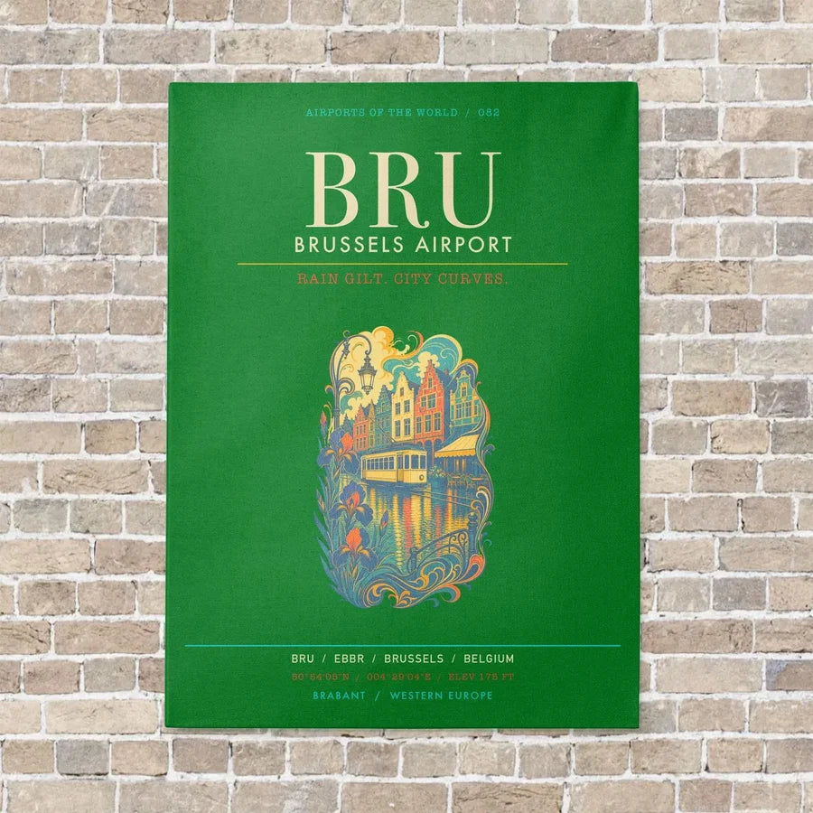 Brussels Airport BRU - Canvas Framed - Green