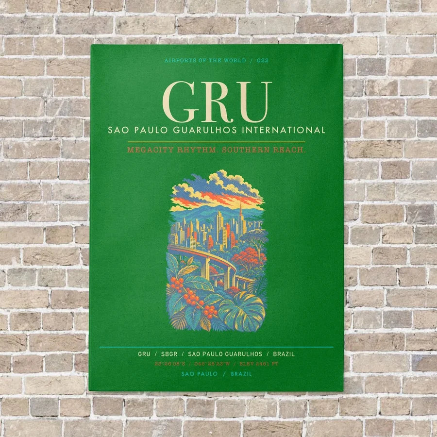 Sao Paulo Guarulhos International Airport GRU - Canvas Framed - Green