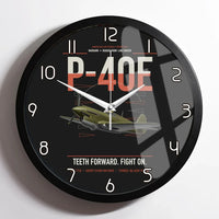 Thumbnail for P-40E Warhawk design on black framed wall clock