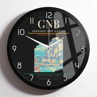 Thumbnail for Grenoble-Isère Airport (GNB) design on black framed wall clock