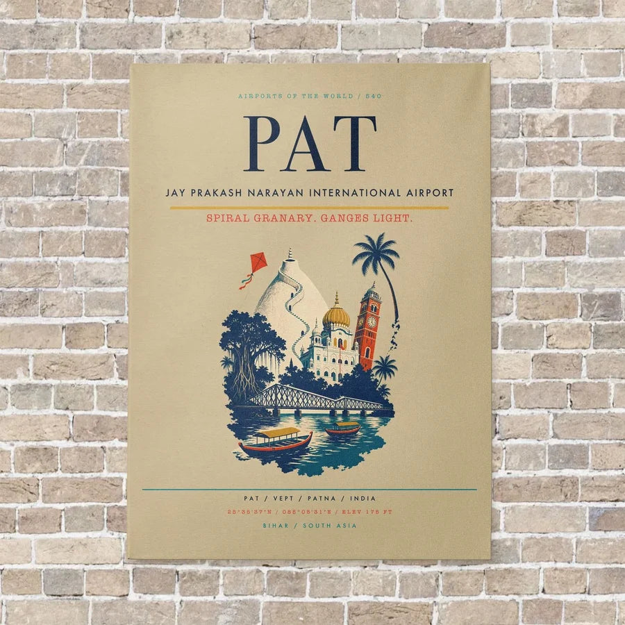 Jay Prakash Narayan International Airport PAT vertical canvas print - no frame - beige background