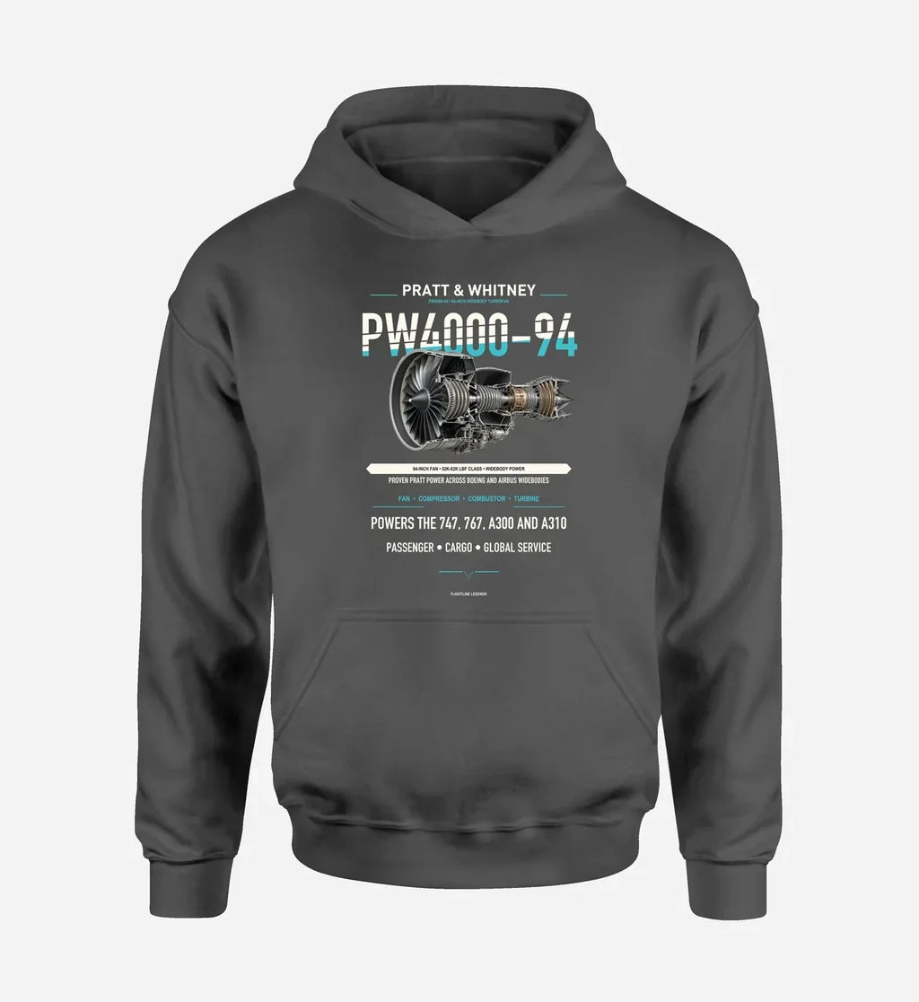 PW4000-94 design on dark gray hoodie single side