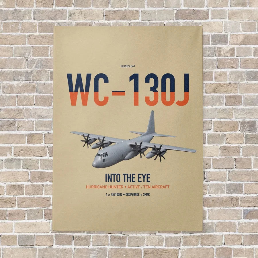 WC-130J Hurricane Hunter vertical canvas print - no frame - beige background